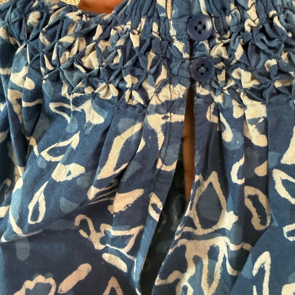 APIECE APART Patricia Flutter Sleeve 100% Organic Cotton Indigo Floral Print Top - Picture 9 of 9